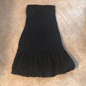 Black strapless dress with ruffle bottom